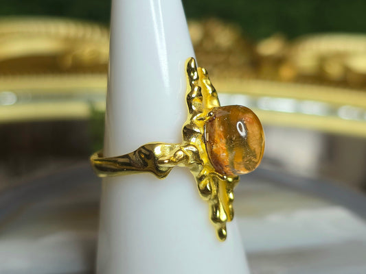 Orange Garden Quartz Assymetrical Ring