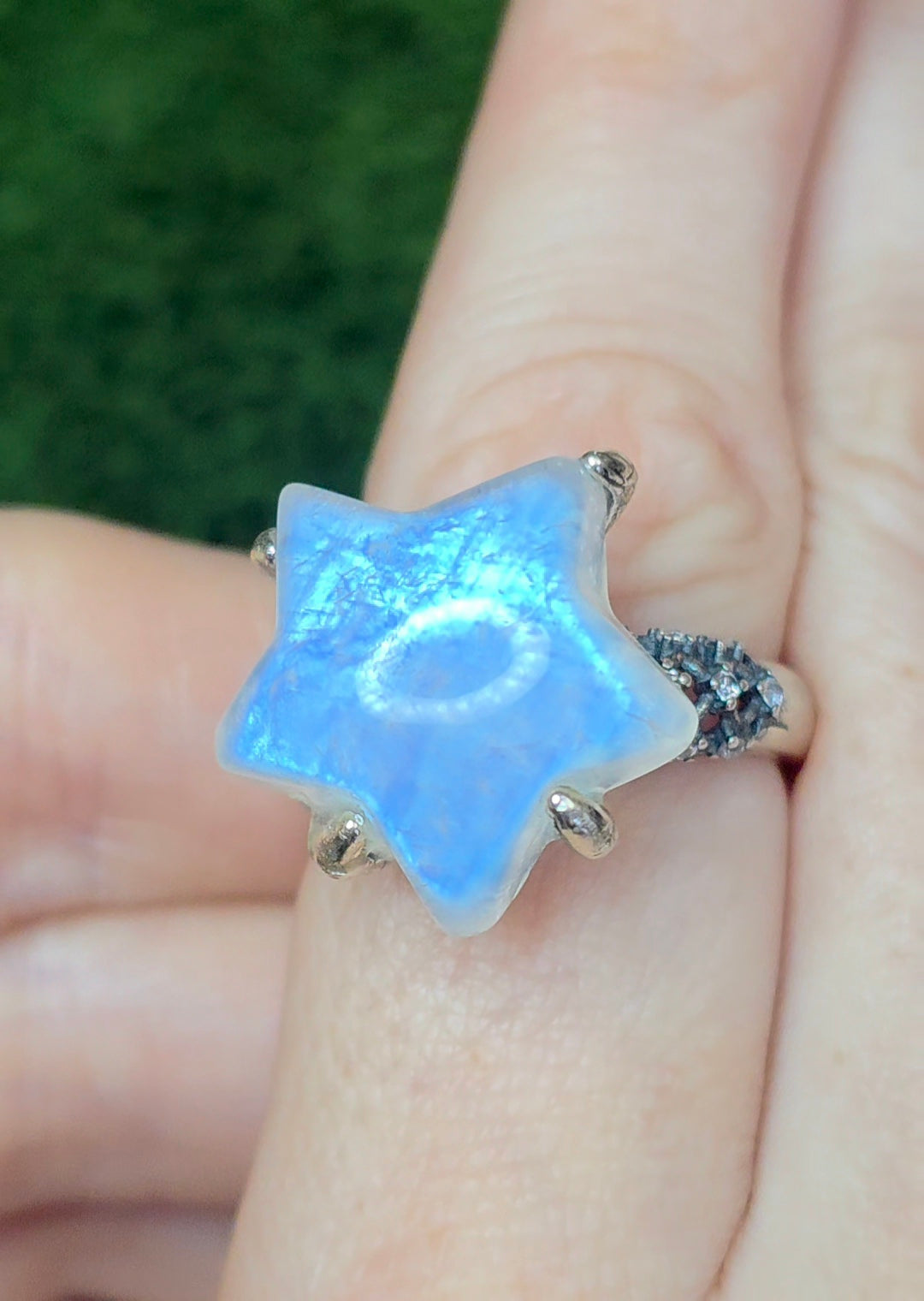 Rainbow Moonstone Star Ring A