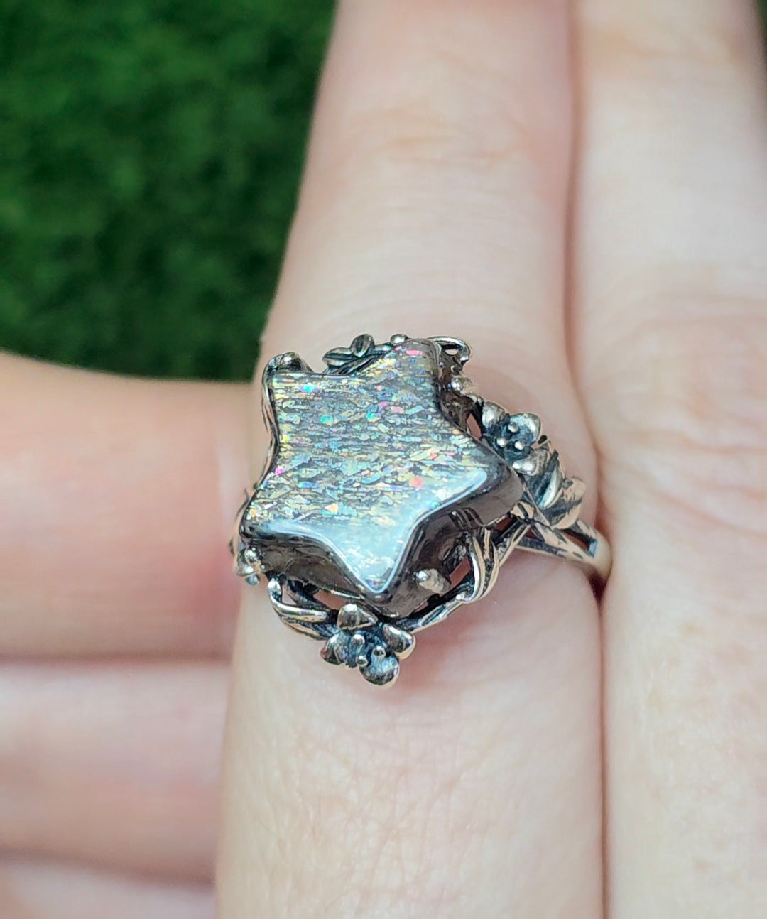 Rainbow Lattice Sunstone Star Ring B