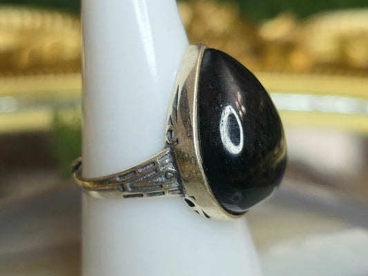 Hypersthene Teardrop Ring