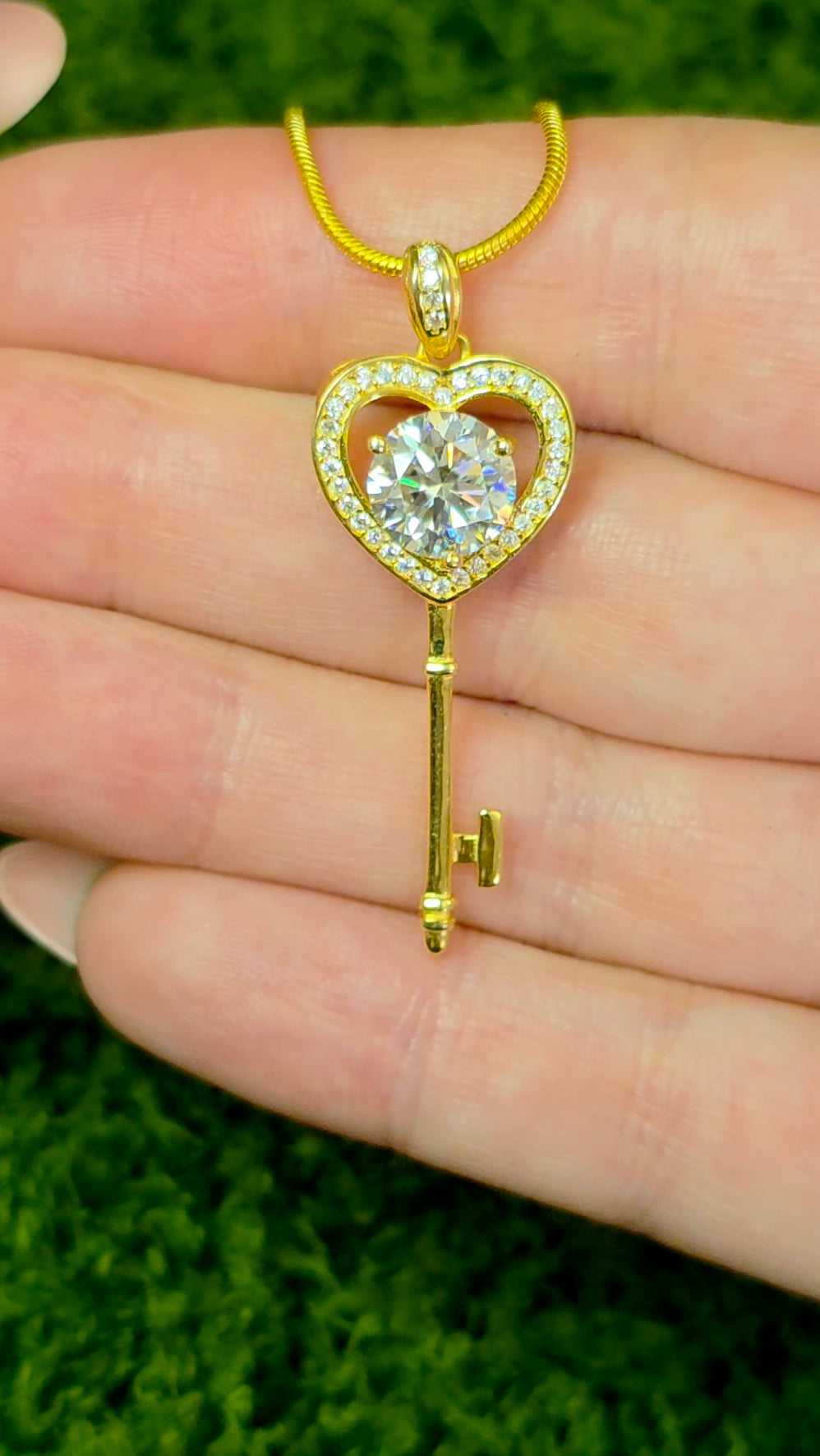 Moissanite Key Pendant