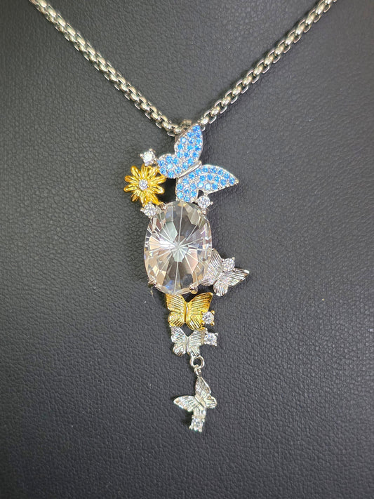 Clear Quartz Butterfly Pendant