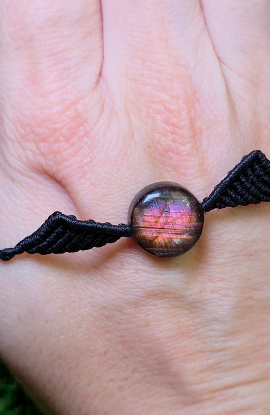 Sunset Labradorite Macrame Adjustable Bracelet A