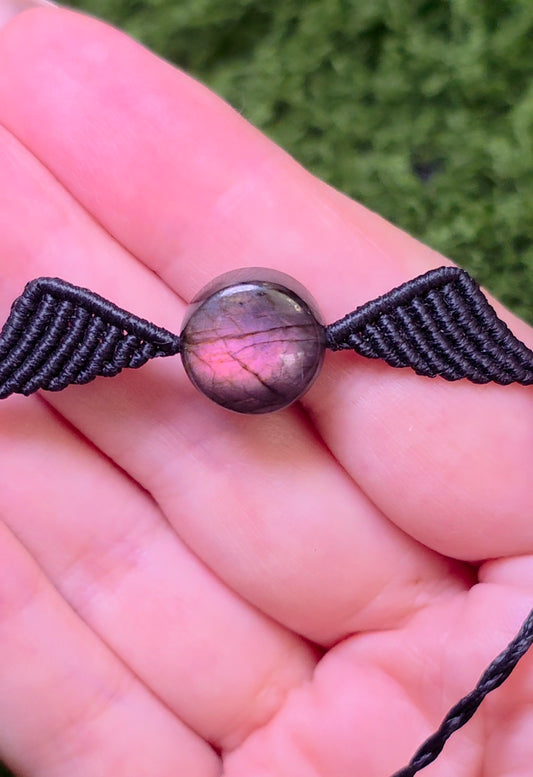 Sunset Labradorite Macrame Adjustable Bracelet C