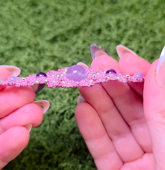 Amethyst Macrame Bracelet - Adjustable