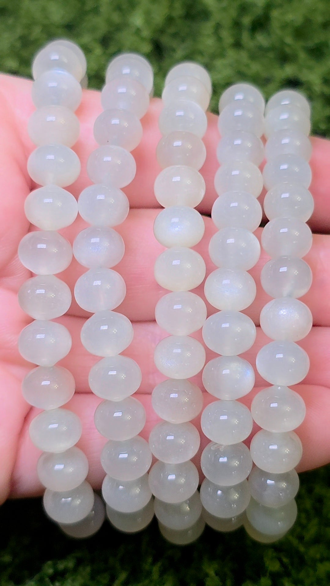 Green Moonstone Stretch Bracelet - 8x7mm