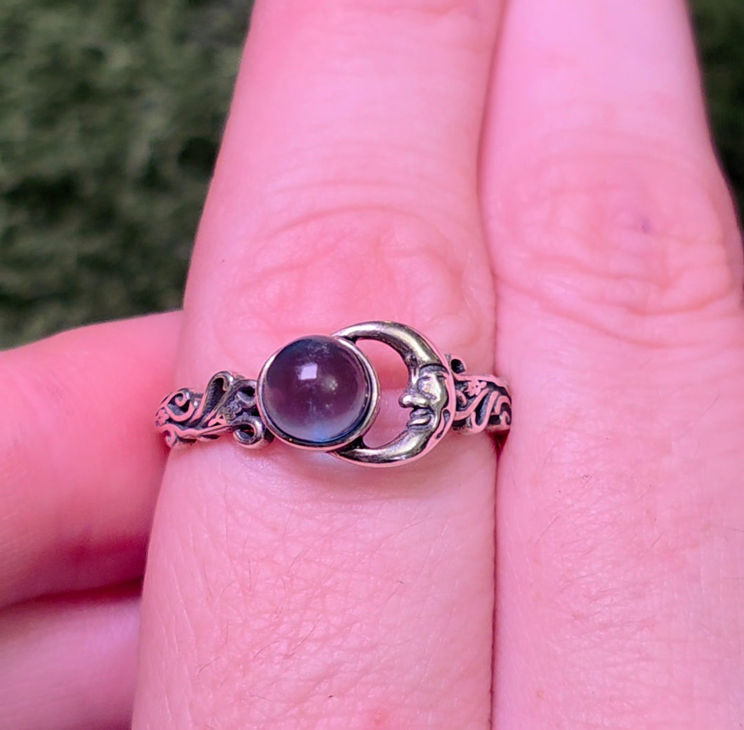 Aquamarine Moon Ring