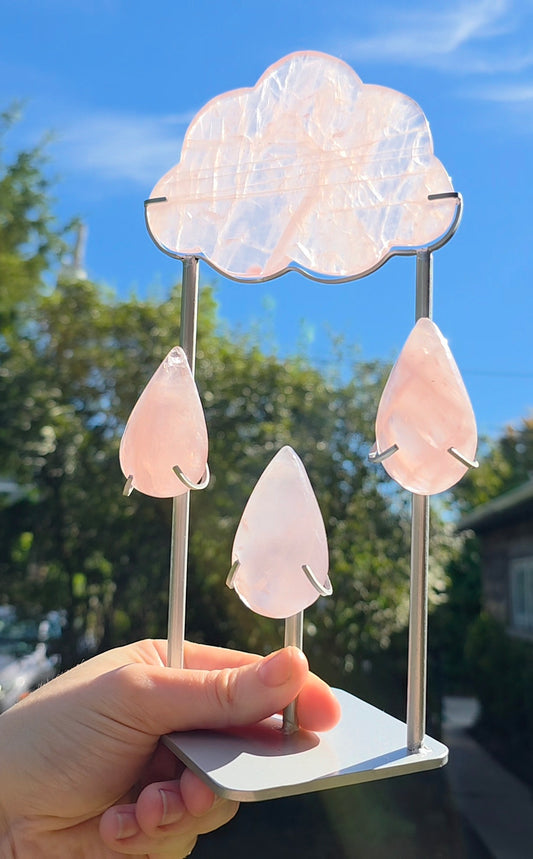Rose Quartz Rain Cloud on Stand B