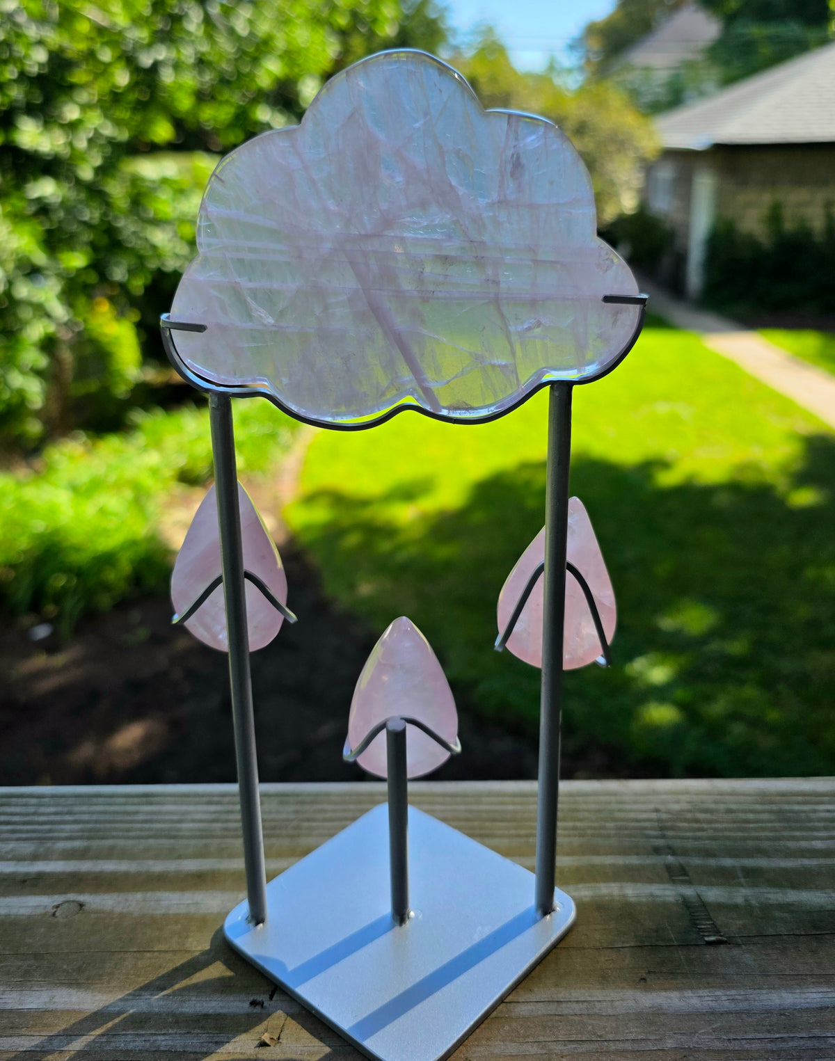 Rose Quartz Rain Cloud on Stand B