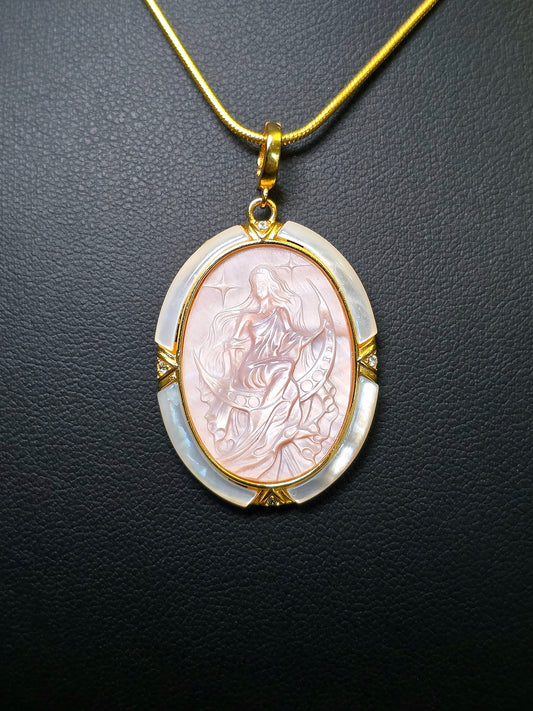 Pink Shell Moon Goddess Pendant