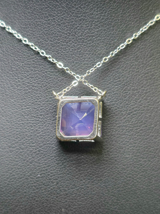 Square Cut Lavender Moon Quartz Necklace