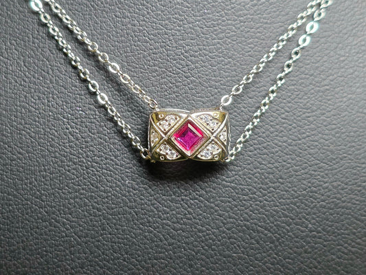 Ruby and Zircon Pillow Necklace