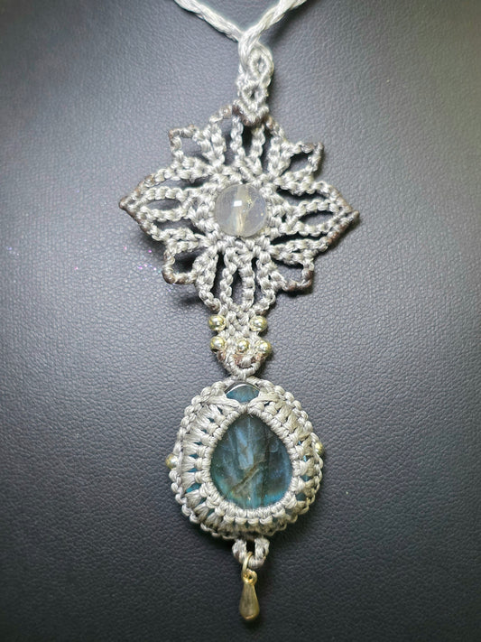 Double Labradorite Macrame Necklace