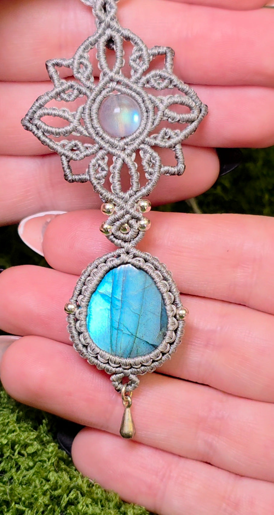 Double Labradorite Macrame Necklace