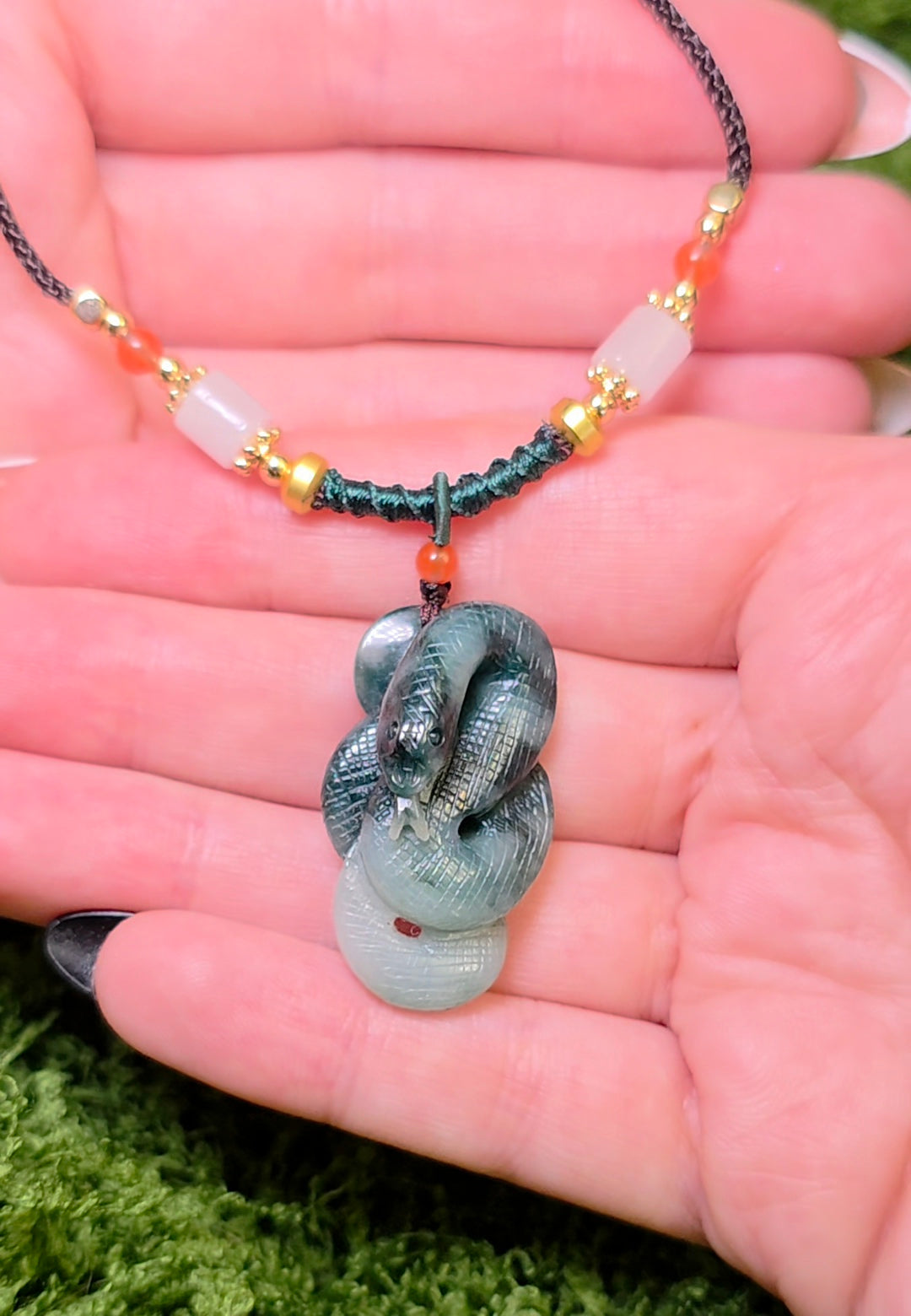 Green Jadeite Snake Necklace