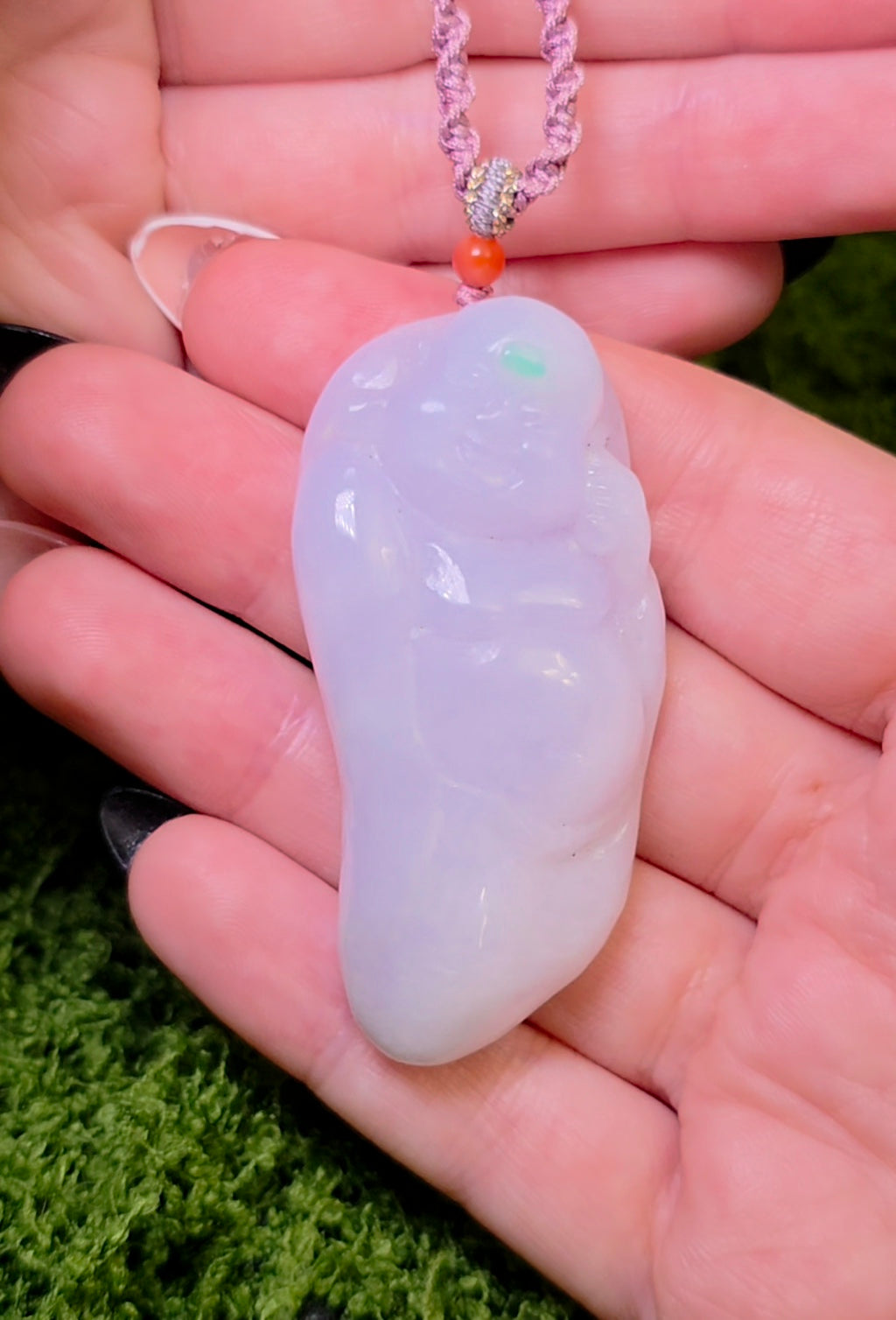 Lounging Buddah Lavender Jadeite Necklace