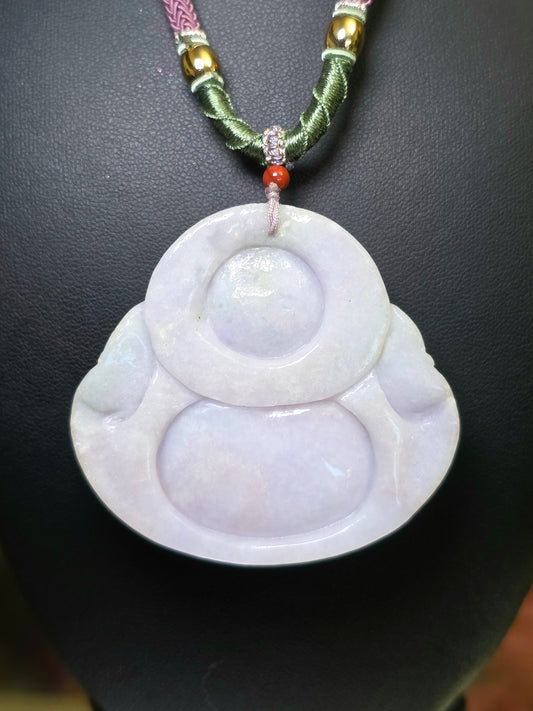 Laughing Buddah Lavender Jadeite Necklace