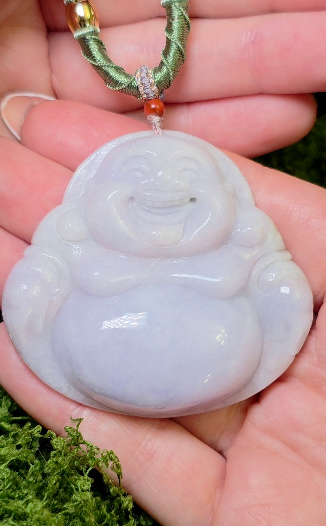 Laughing Buddah Lavender Jadeite Necklace