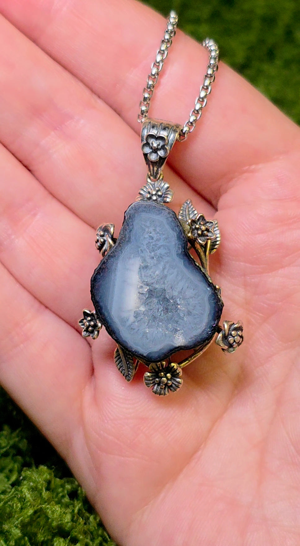 Druzy Geode Garden Pendant A