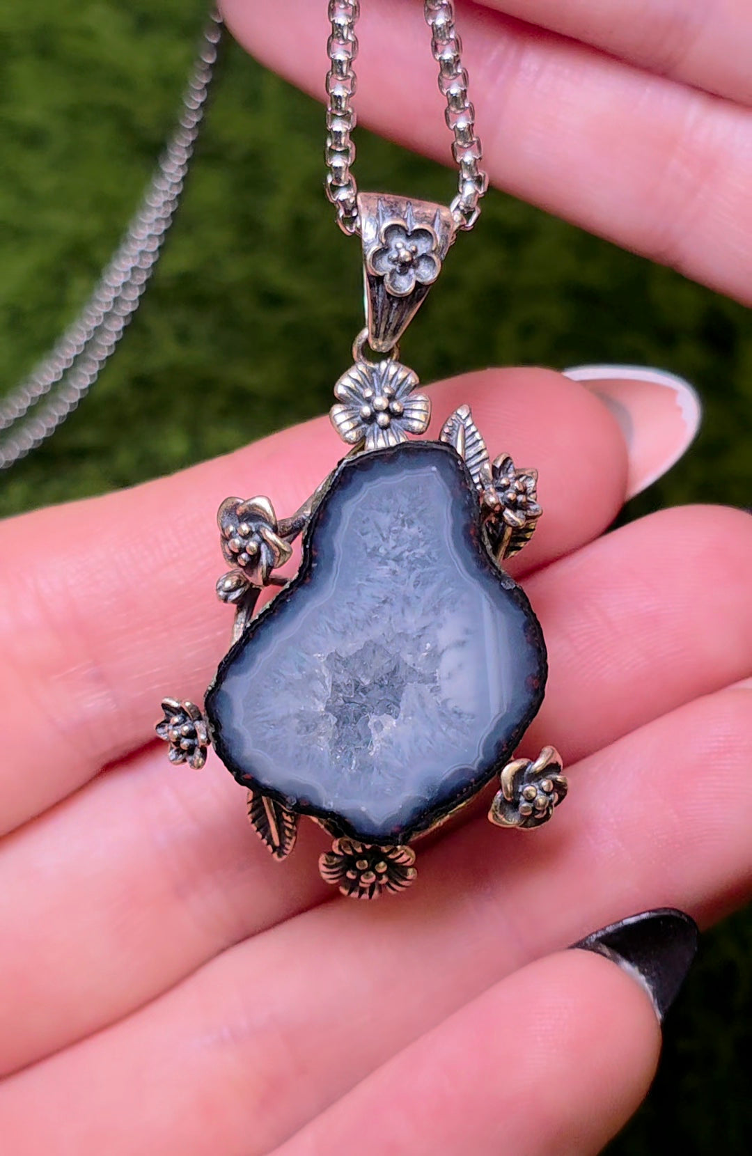 Druzy Geode Garden Pendant B