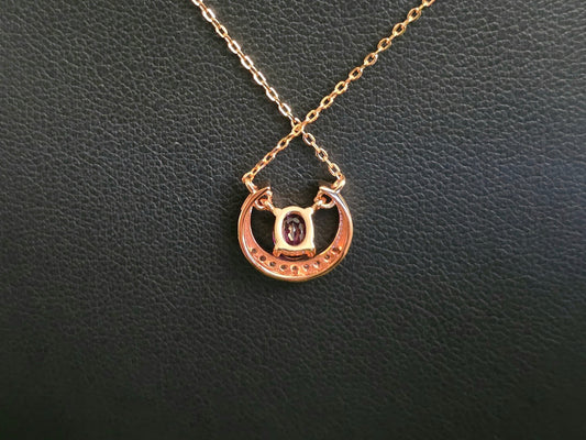 Purple Garnet Crescent Necklace