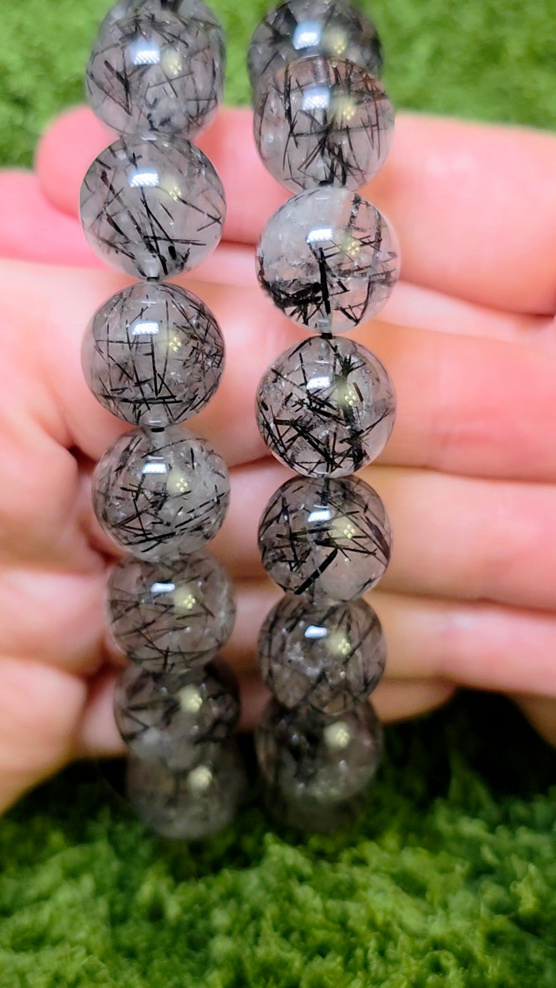 Black Rutile Quartz Statement Stretch Bracelet 15mm