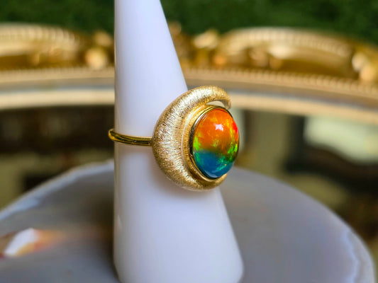 Crescent Moon Opal Ring A
