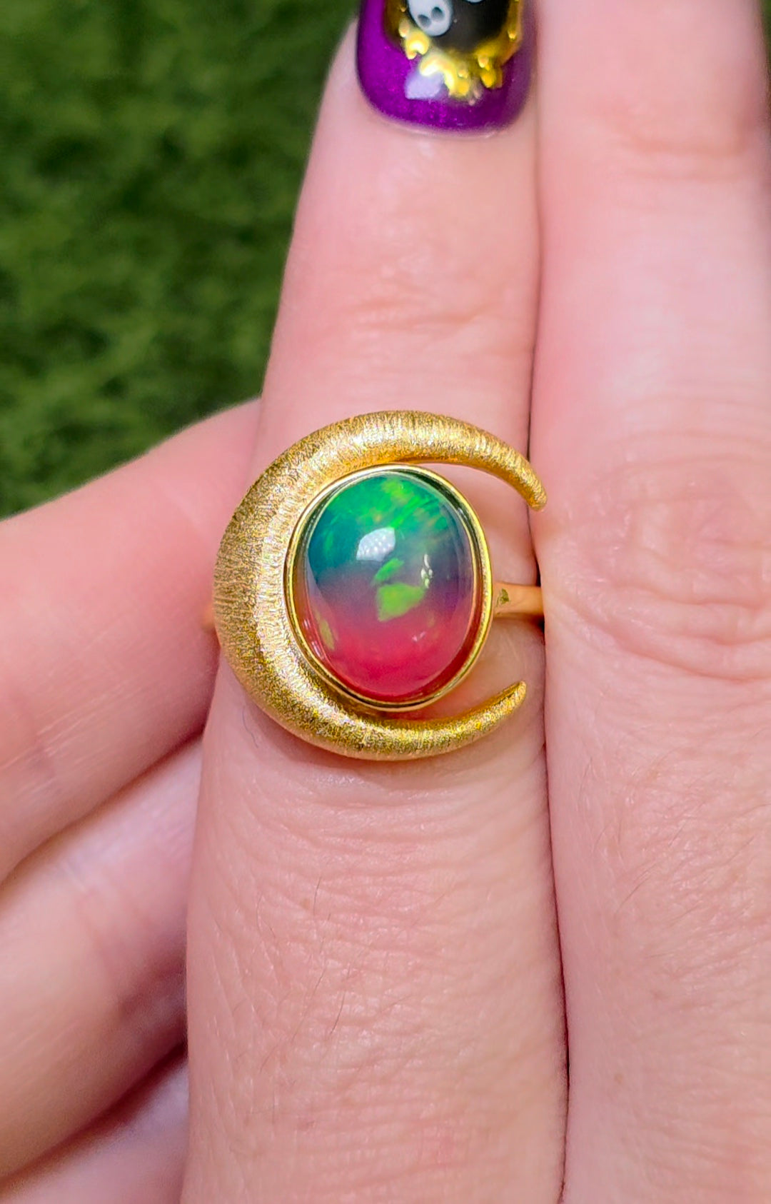 Crescent Moon Opal Ring B