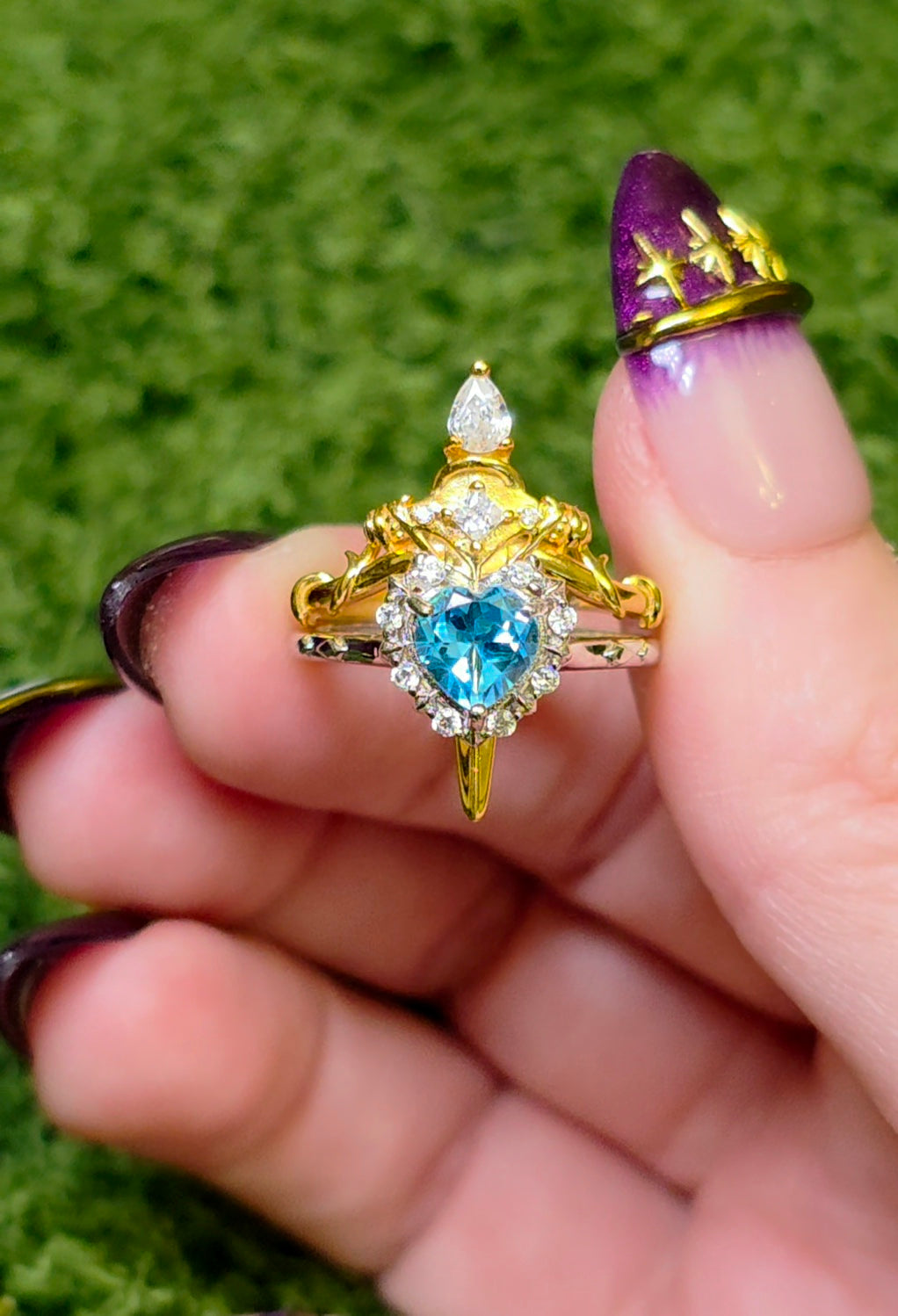 Topaz Heart and Sword Ring