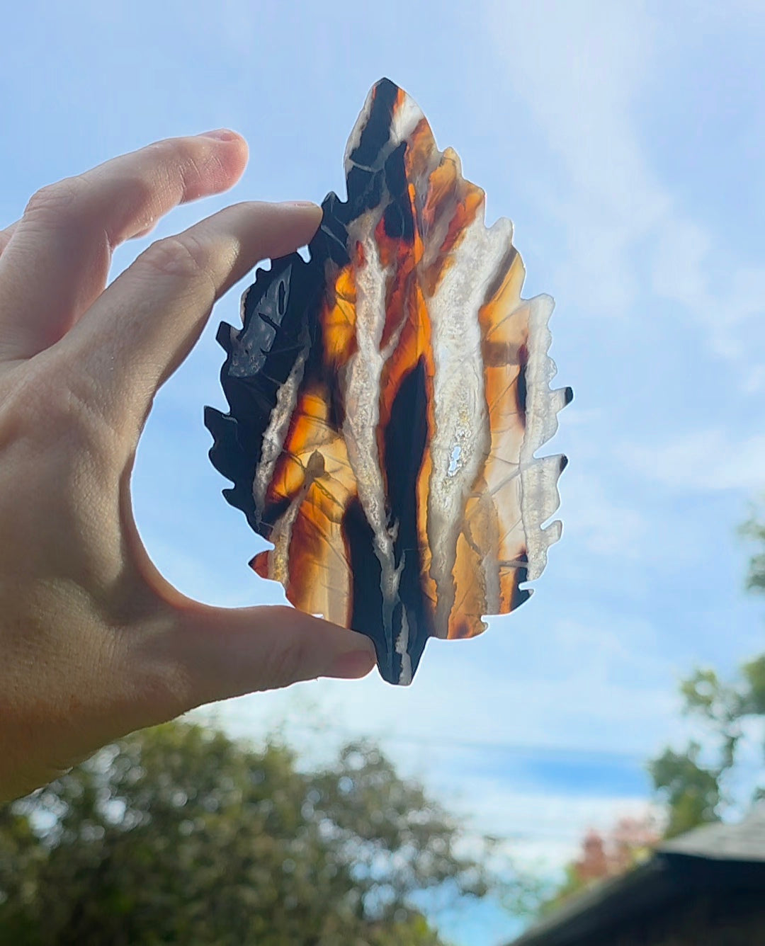Druzy Agate Leaf on Stand