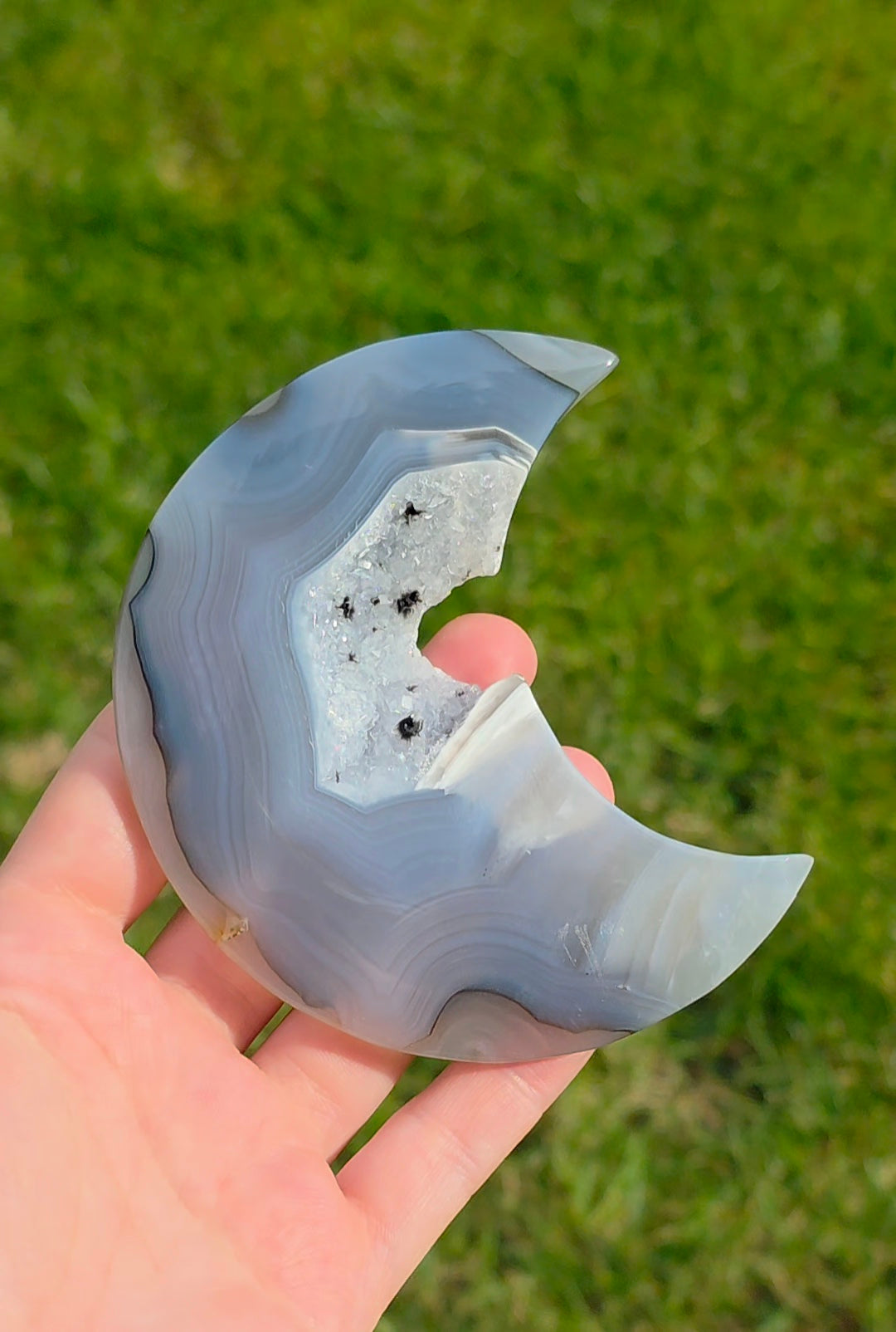 Druzy Agate Moon on Stand A