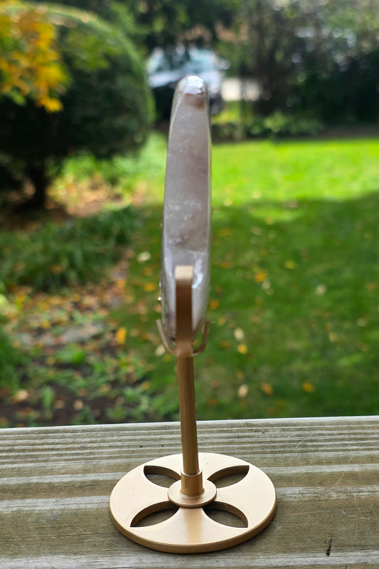 Flower Agate Moon on Stand
