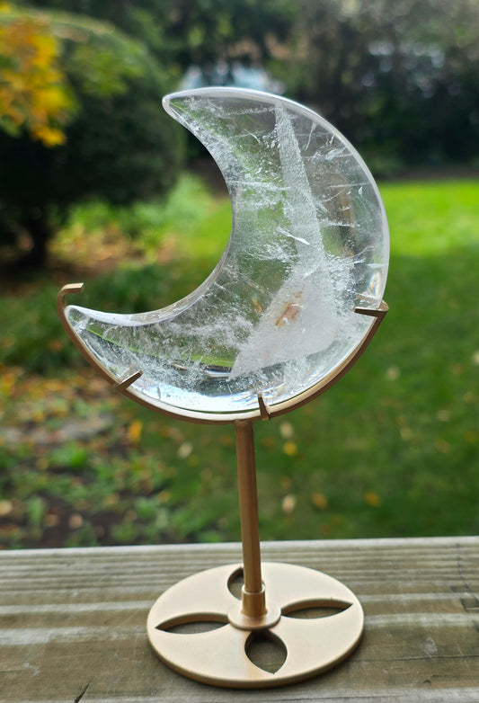 Clear Quartz Moon on Stand