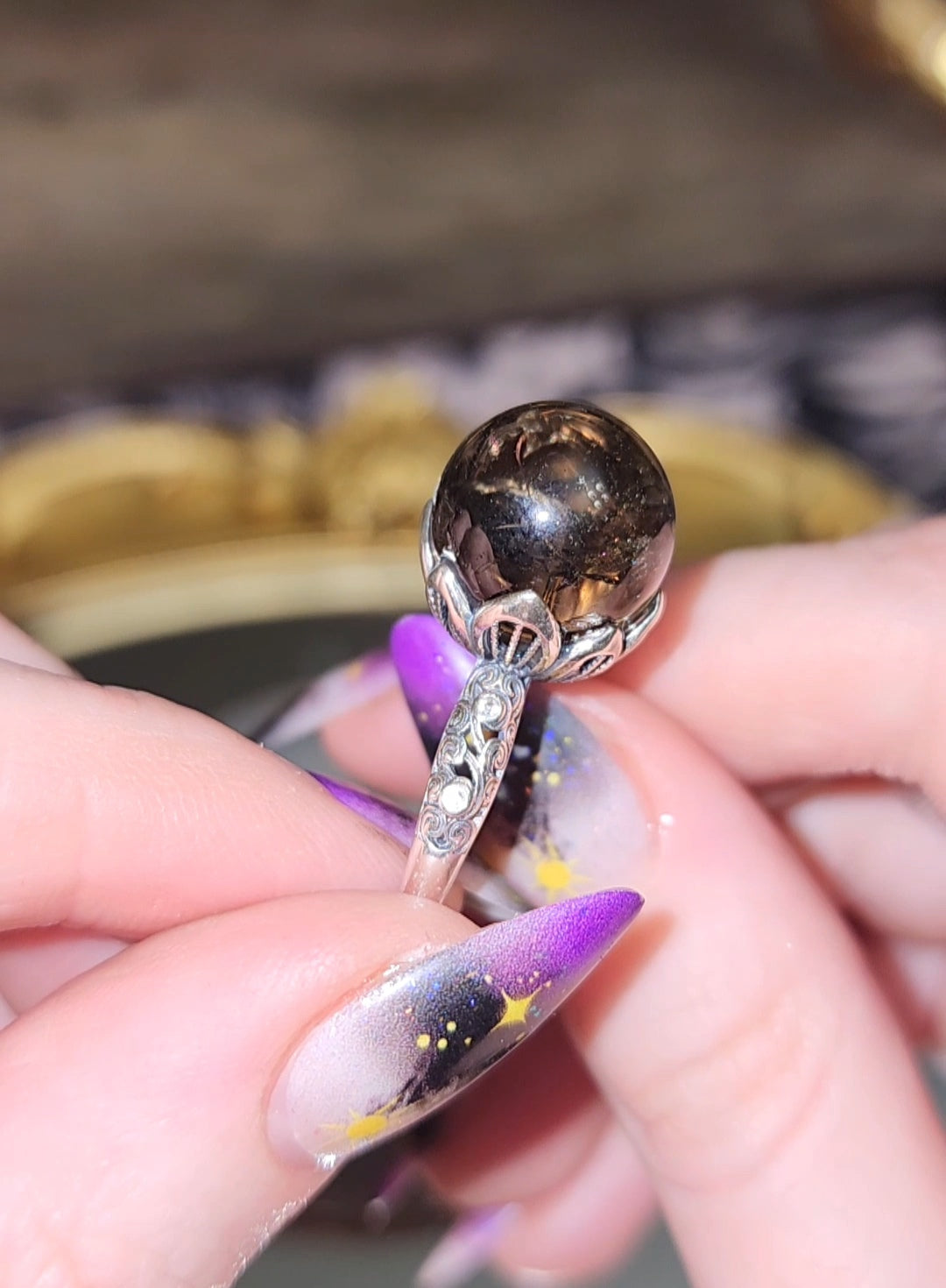 Crackle Smokey Quartz Ring B