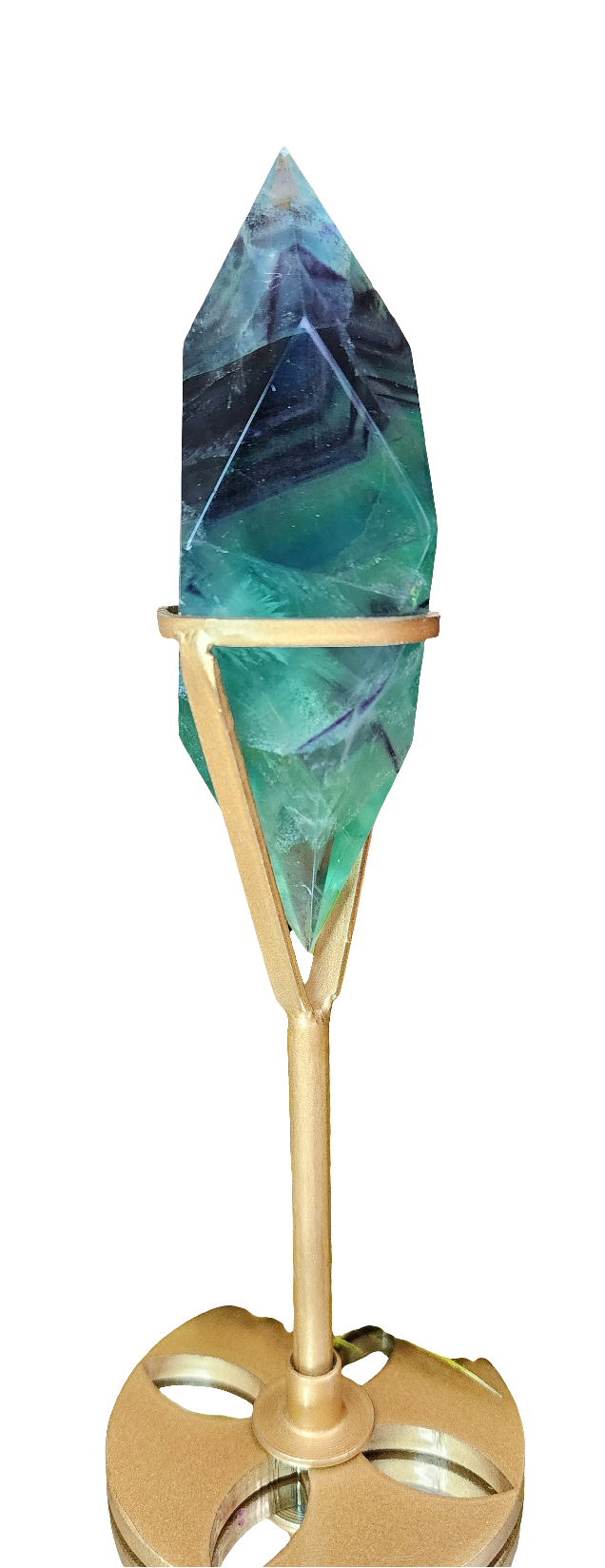 Purple and Blue Faceted Fluorite on Stand