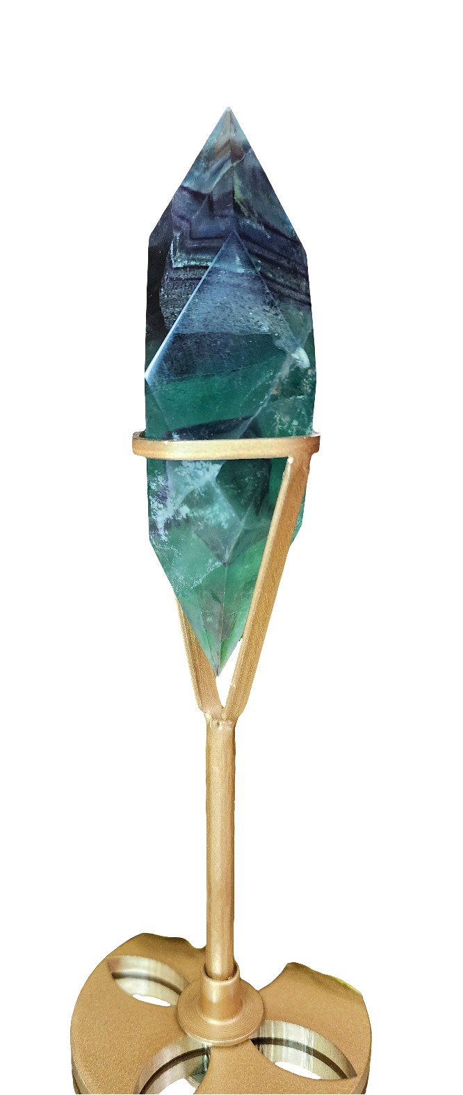 Purple and Blue Faceted Fluorite on Stand