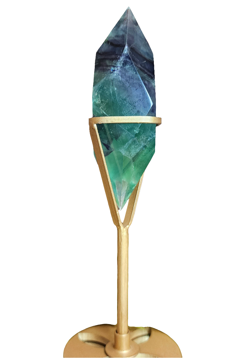 Purple and Blue Faceted Fluorite on Stand