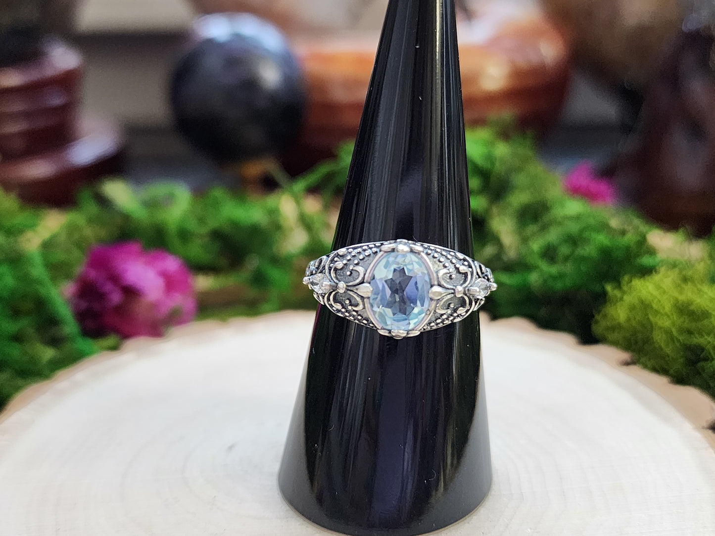 Fleur De Lis Aquamarine Ring