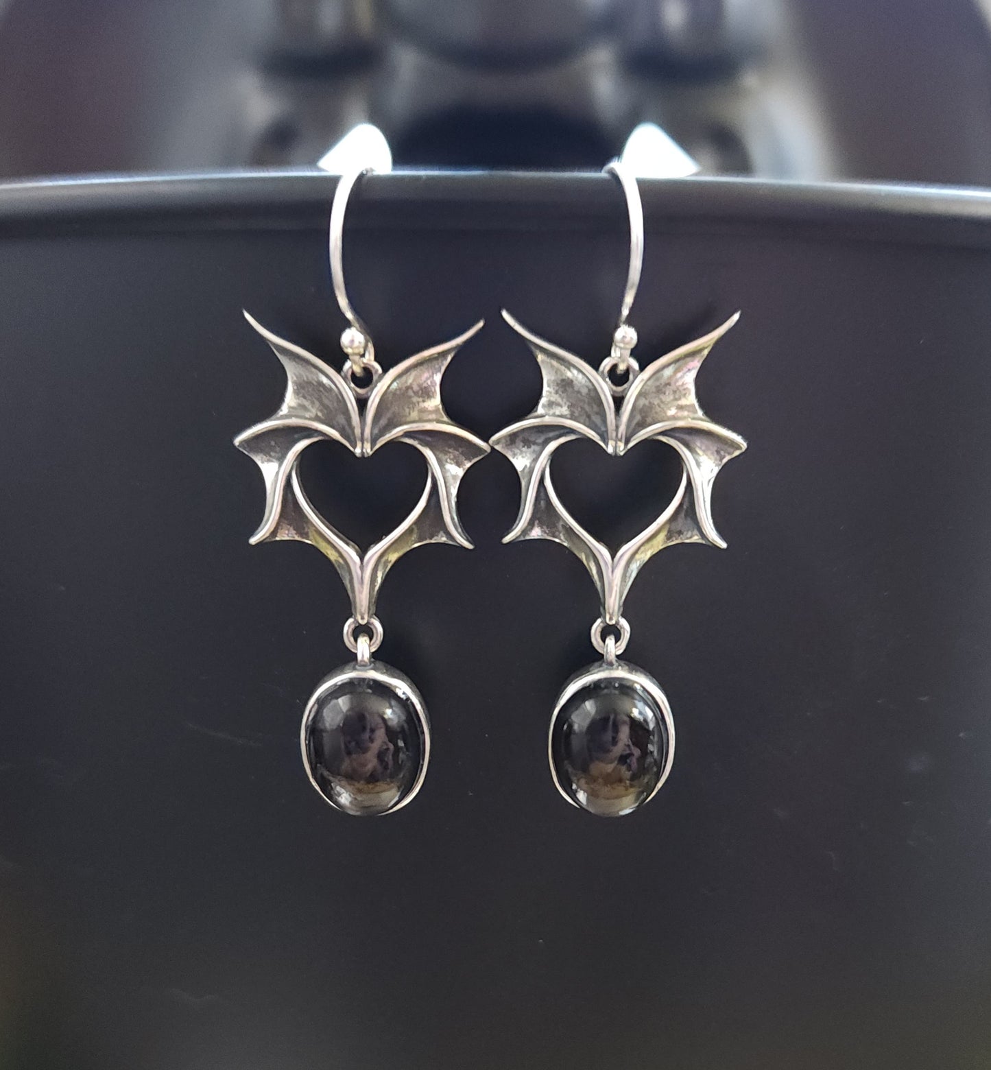Hypersthene Bat Wing Earrings