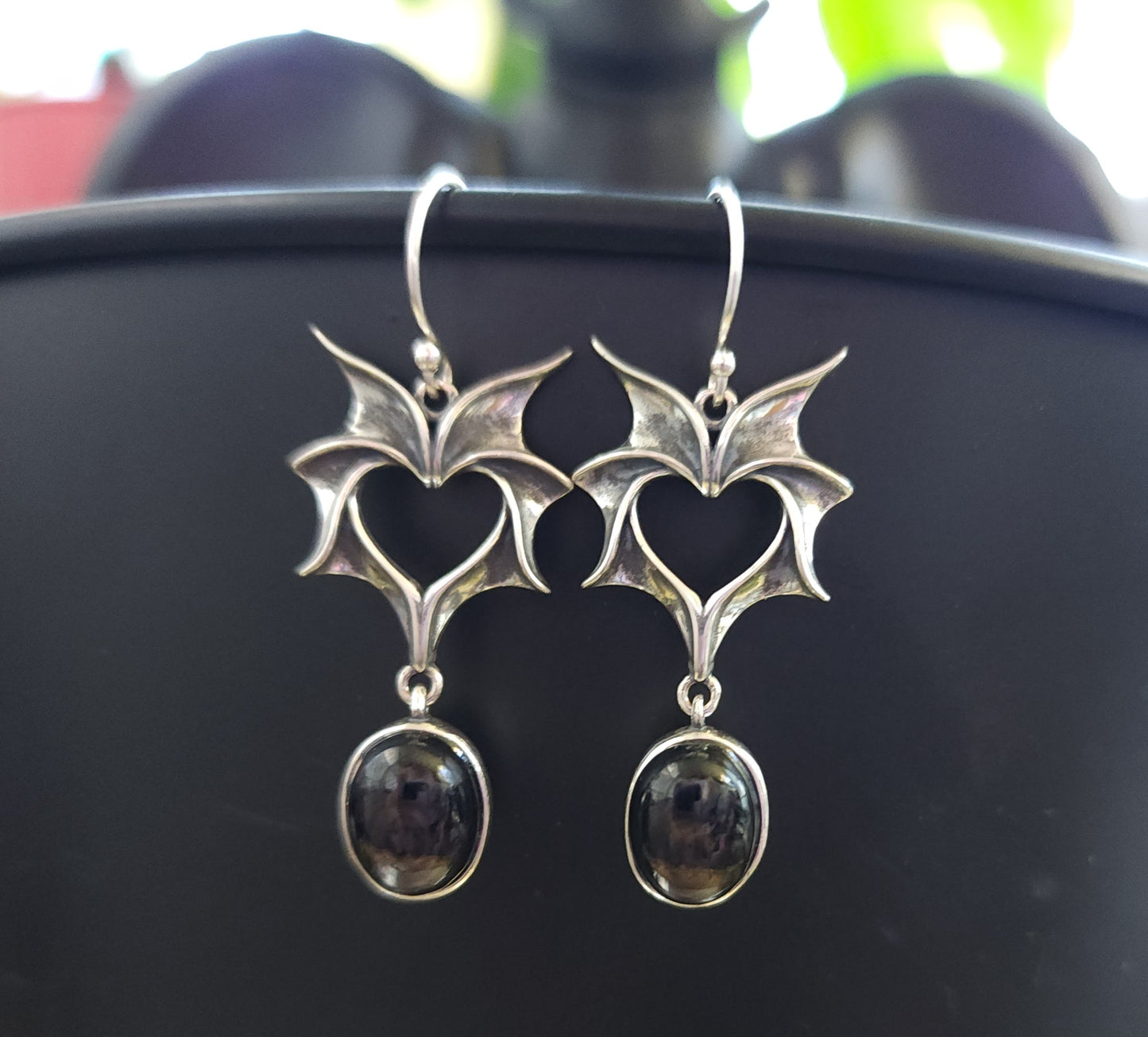 Hypersthene Bat Wing Earrings