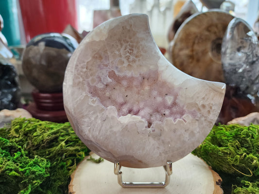 Pink Druzy Agate Moon