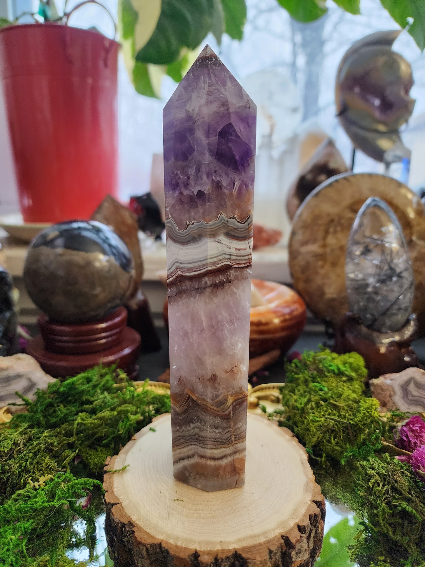 Amethyst and Crazy Lace Agate Tower