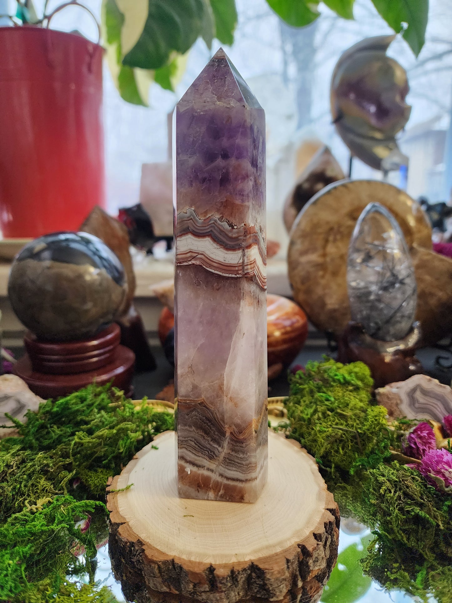 Amethyst and Crazy Lace Agate Tower