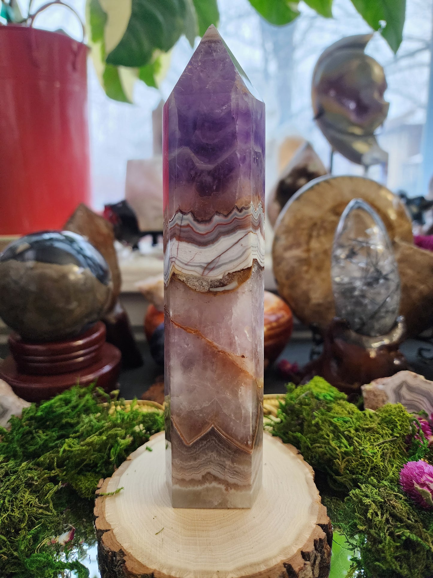 Amethyst and Crazy Lace Agate Tower