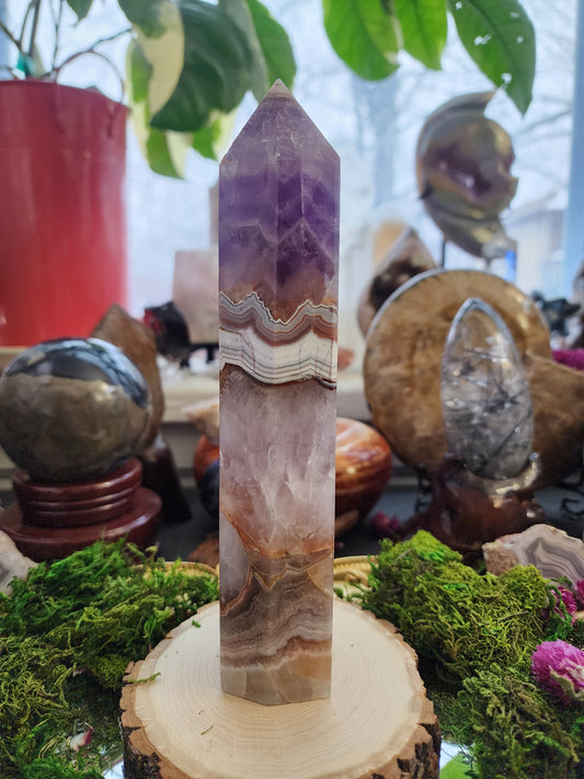 Amethyst and Crazy Lace Agate Tower