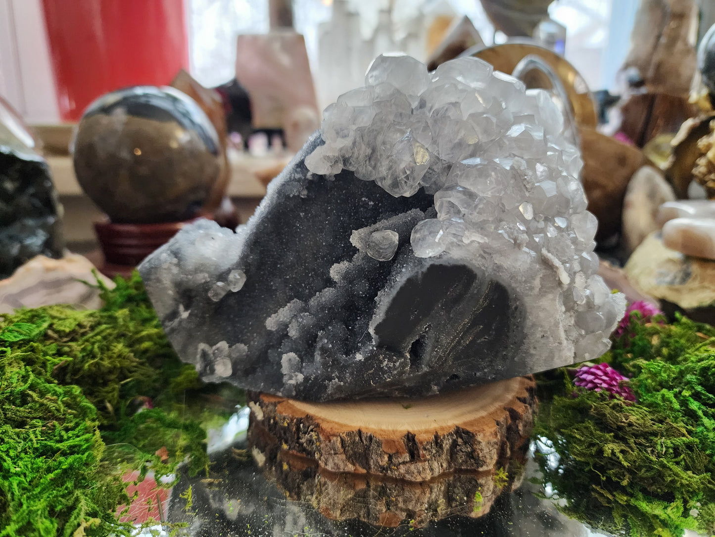 Black Sphalerite and Calcite Specimen