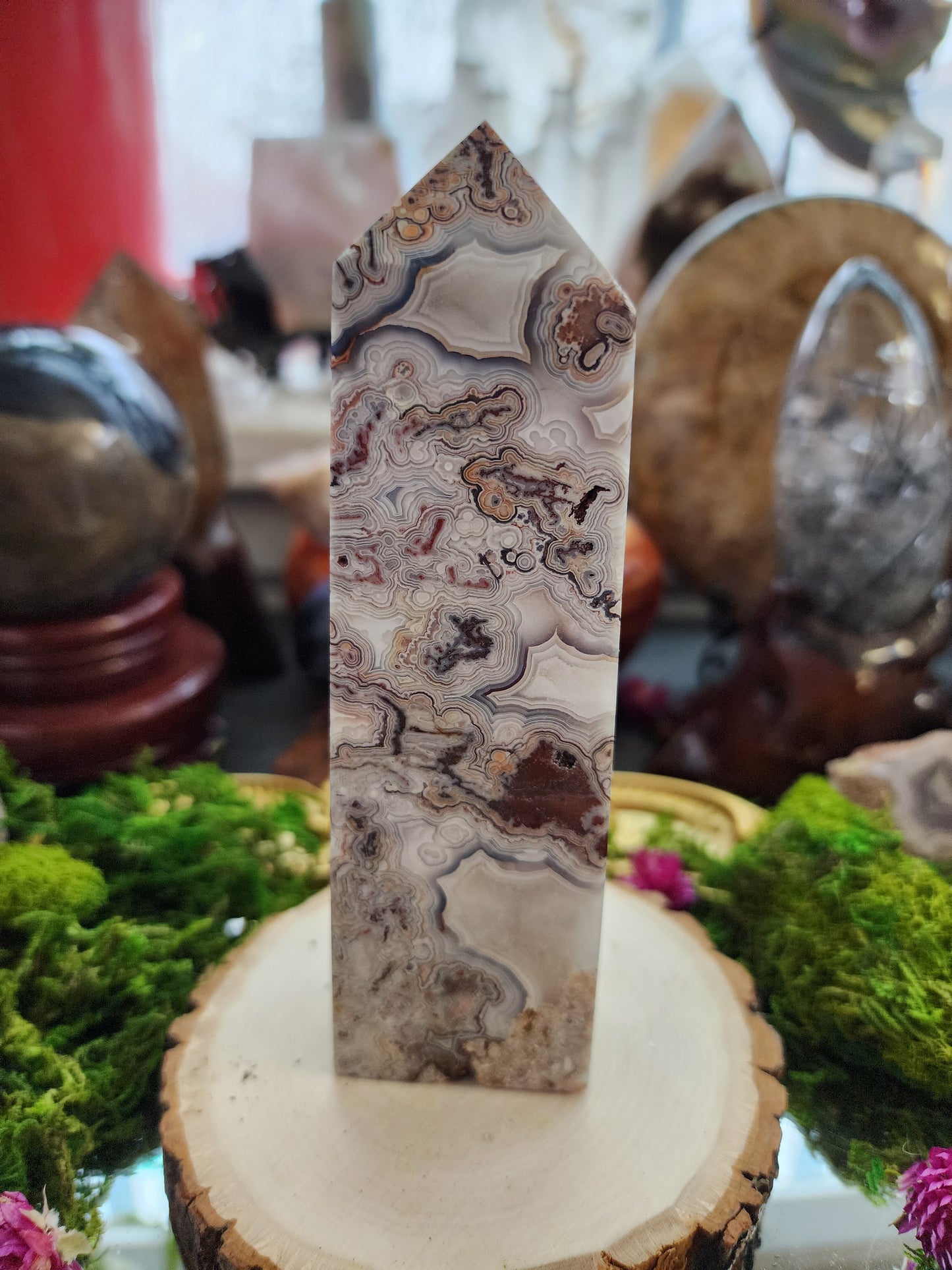 Multicolor Mexican Crazy Lace Agate Tower