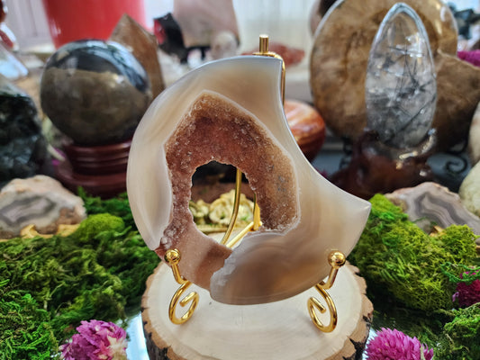 Druzy Peach Agate Moon