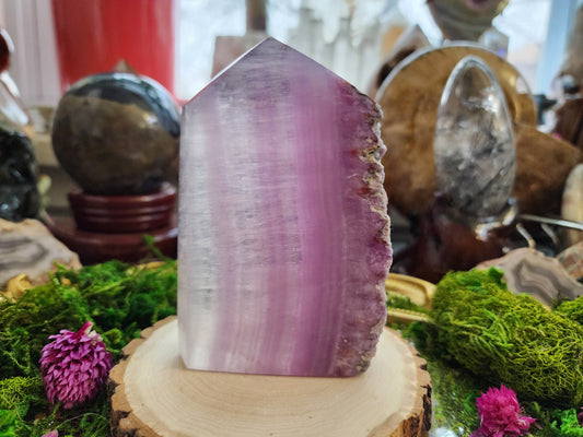 Fluorite Point with Raw Spine