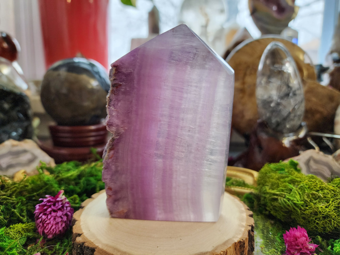 Fluorite Point with Raw Spine